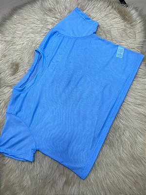 Blusa Croped Tule Cor Azul Celeste