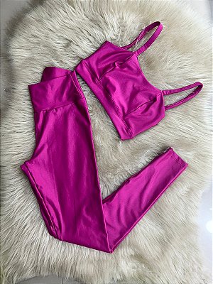 Conjunto Legging Básica+ Top Camilla Cor Rosa fuschia