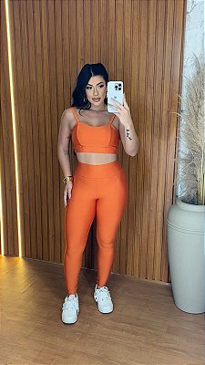 Conjunto Legging Básica+ Top Camilla Cor Terra Cota