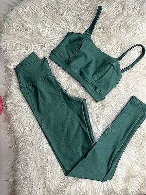 Conjunto Legging Básica+ Top Camilla Cor Verde Militar