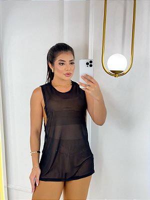Blusa Regatão Tule Cor Preto