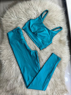 Conjunto legging basica + Top Clarisse Cor  Verde Petroleo