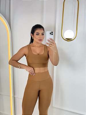 Conjunto legging basica + Top Clarisse Cor Caramelo