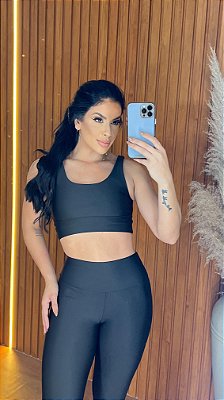 Conjunto legging basica + Top Clarisse Cor  Preto