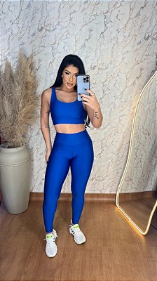 Conjunto legging basica + Top Clarisse Cor  Azul Royal