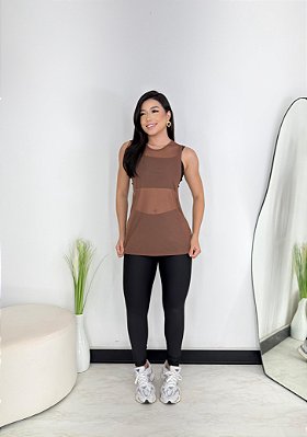 Blusa Regatão Tule Cor Marrom