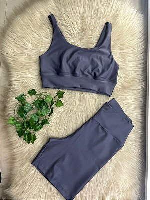 Conjunto Short Meia Coxa+ Top Clarisse Cor Cinza