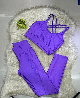 Conjunto Legging Bolso+Top Ana Cor Roxo Amora