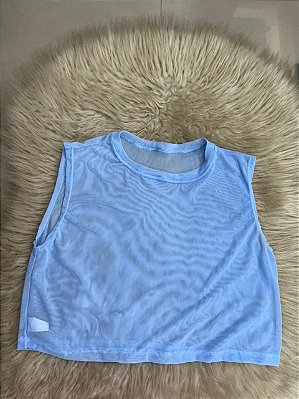 Regata Croped Tule Cor Azul Celeste