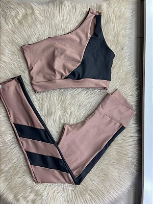 Conjunto Legging Isabela+Top Cor Cappucino+Preto