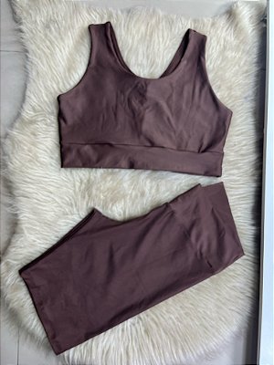Conjunto Short Ciclista Plus Size Cor Marrom
