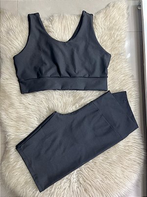 Conjunto Short Ciclista Plus Size Cor Preto