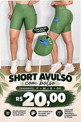 Short Bolso Meia Coxa Avulso Promocional Cor Sortida