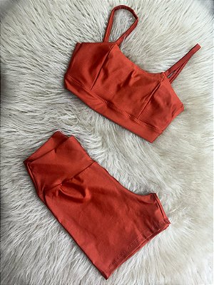 Conjunto Short Crossfit + Top Camilla Cor Telha
