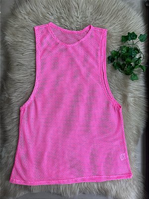 Blusa Regatão Arrastão Poliamida Cor Rosa Chiclete