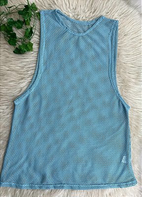 Blusa Regatão Arrastão Poliamida Cor Azul Celeste