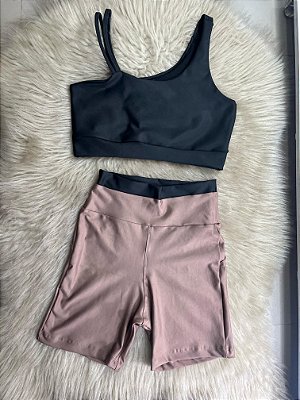 Conjunto Short Marcela+Top Cor Cappucino+Preto