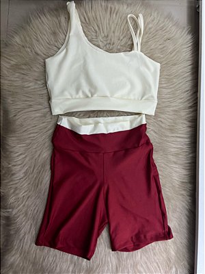 Conjunto Short Marcela+Top Cor Marsala+Off