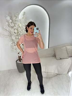 Blusa Mulet Arrastão Poliamida Cor Rosé