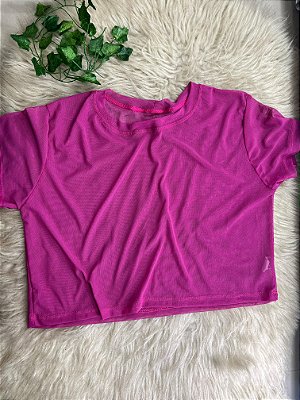Blusa Croped Tule Cor Fuschia