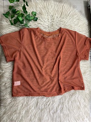 Blusa Croped Tule Cor Terra Cota