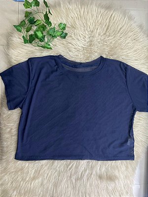 Blusa Croped Tule Cor Azul Marinho