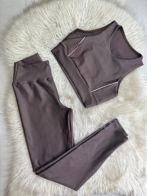 Conjunto Legging Básica + Top Naty Cor Marrom