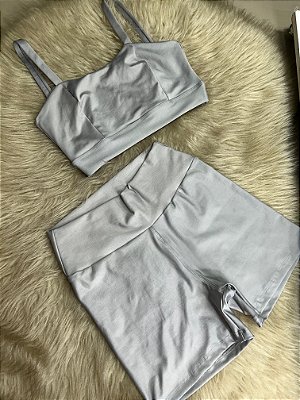 Conjunto Short Crossfit + Top Camilla Cor Prata