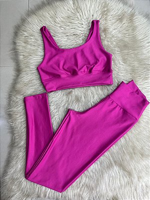 Conjunto legging basica + Top Clarisse Cor Rosa Fuschia