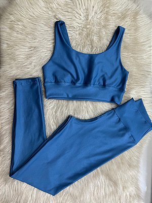Conjunto legging basica + Top Clarisse Cor Azul Petróleo