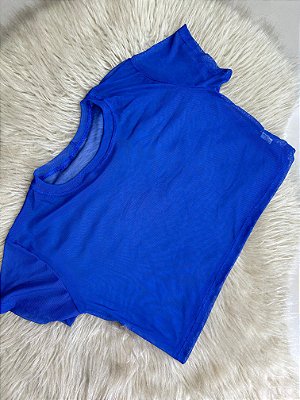 Blusa Croped Tule Cor Azul Royal
