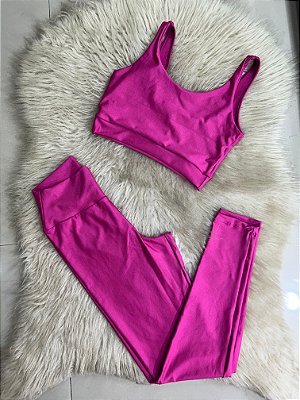 Conjunto Legging Básica+ Top Manu Cor Rosa Fuschia