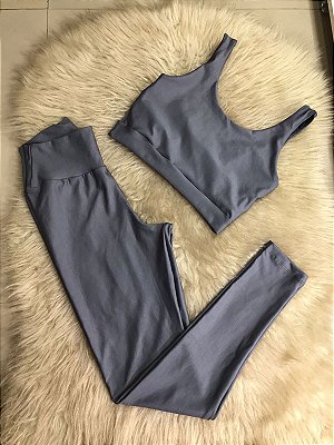 Conjunto Legging Básica+ Top Manu Cor Cinza