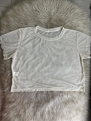 Blusa Croped Tule Cor Areia