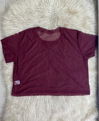 Blusa Croped Tule Cor Marsala