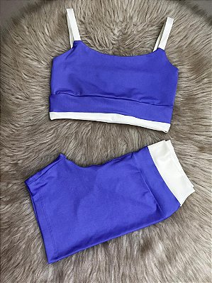 Conjunto Tamires Short+ Top Bicolor Cor Lavanda+Off