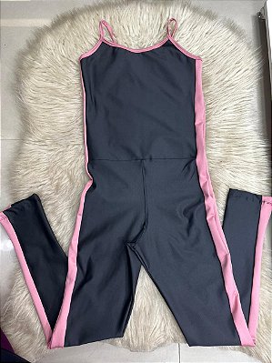 Macacão Longo Gaby Cor Preto+Rose