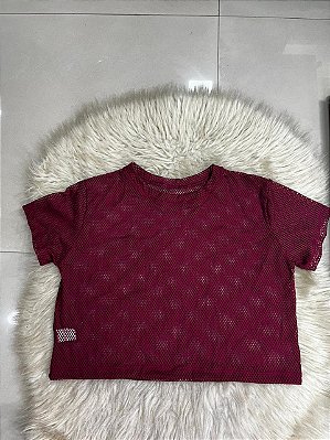 Croped Arrastão Poliamida Cor Marsala