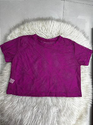 Croped Arrastão Poliamida Cor Rosa Fuschia