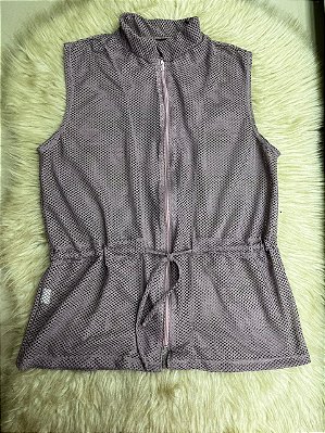 Blusa Colete Arrastão com Ziper Poliamida Cor Roxo Profundo