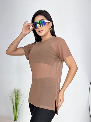 Blusa Mulet Tule Cor Cappucino