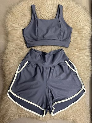 Conjunto Short Vibe+Top Cor Cinza+Off