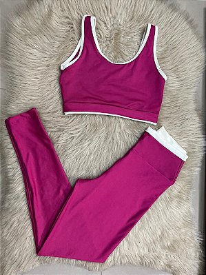 Conjunto Estilo Legging+Top Cor Rosa+Off