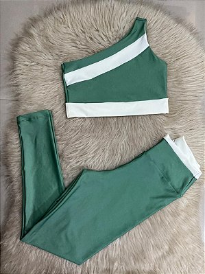 Conjunto Sofia Legging+Top Cor Verde Oliva+Off
