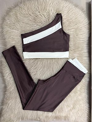 Conjunto Sofia Legging+Top Cor Marrom+Off