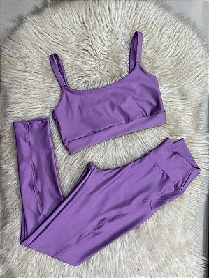 Conjunto Legging Montaria+ Top Alça Reta Cor Orquidea