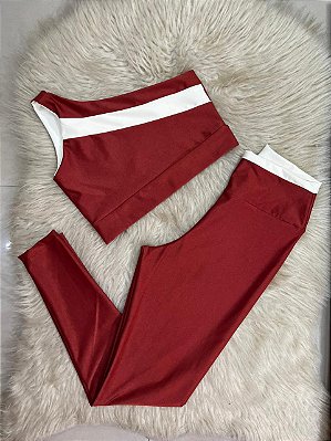 Conjunto Sofia Legging Canelado Poliamida+Top Cor Terra+Off