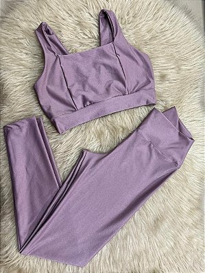 Conjunto Laycy Legging Canelado Poliamida+Top Cor Orquidea
