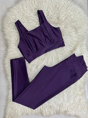 Conjunto Laycy Legging Canelado Poliamida+Top Cor Açaí