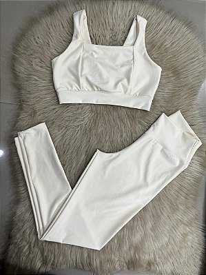 Conjunto Laycy Legging Canelado Poliamida+Top Cor Off
